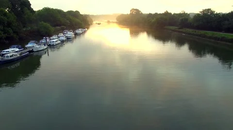 Aerial view over river Thames, England Stock Footage 53194361