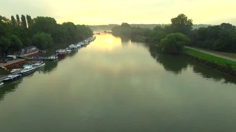 Aerial view over river Thames, England Stock Footage 53194488