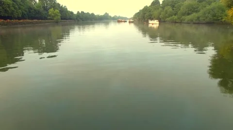 Aerial view over river Thames, England Stock Footage 53194493