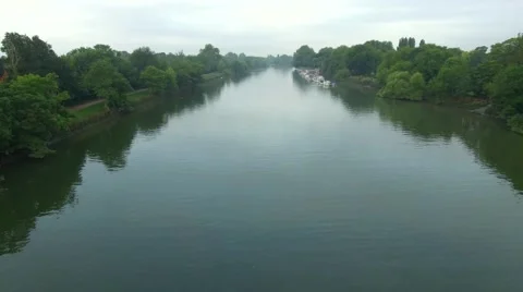 Aerial view over river Thames, England Stock Footage 53194528