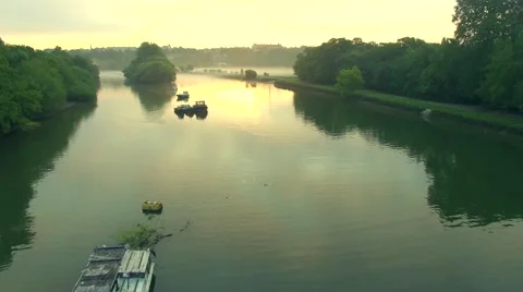 Aerial view over river Thames, England Stock Footage 53194669