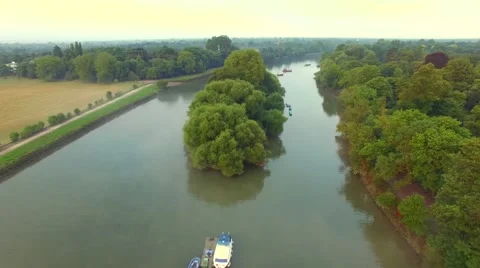 Aerial view over river Thames, England Stock Footage 53194759