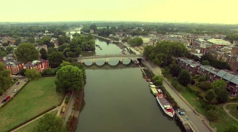 Aerial view over river Thames, England Stock Footage 53196038