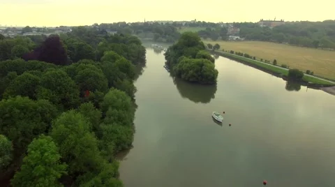 Aerial view over river Thames, England Stock Footage 53196100