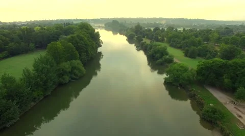 Aerial view over river Thames, England Stock Footage 53196114