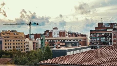 Aerial view over the rooftops of the Eixample district in Barcelona, Cataloni Stock-Fotos