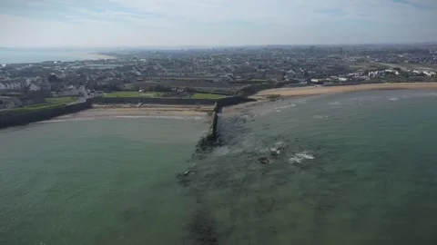 Aerial View Over Rush Harbour, Dublin, Ireland Stock Footage 305258526