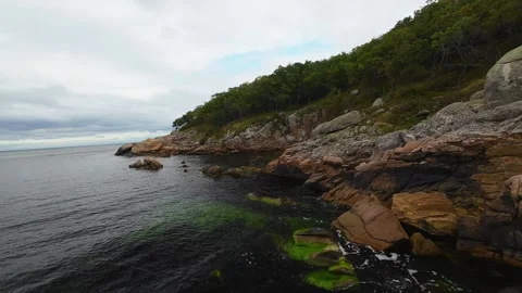 Aerial view over a small bay with a wild beach, located in the forest, Paraskeva 스톡 동영상 288034711