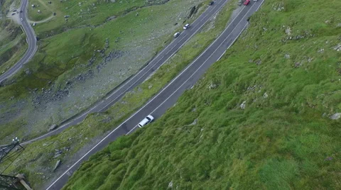 Aerial view over a small part of Transfagarasan road Stock Footage 61818585