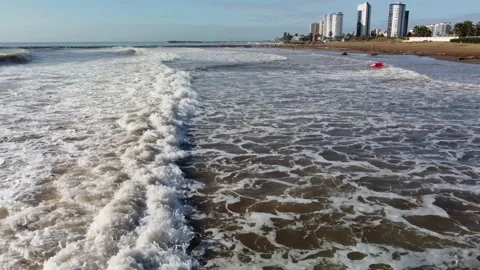 Aerial view over small sea waves in the mediterranean sea Stock-Footage 160093584