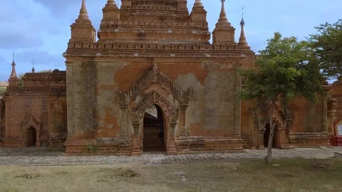Aerial view over small temples of Bagan Stock Footage 85900210