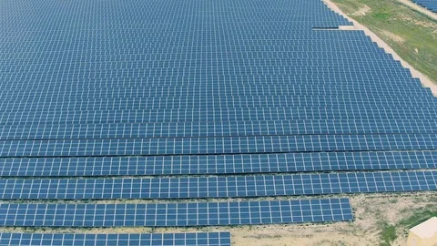 Aerial View Over Solar Panel Farm Stock Footage 72613604