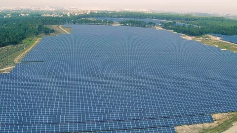 Aerial View Over Solar Panel Farm Stock Footage 72613882