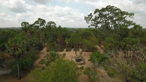 Aerial view over Ta Prohm Temple - Angkor, Cambodia Stock Footage 83533407