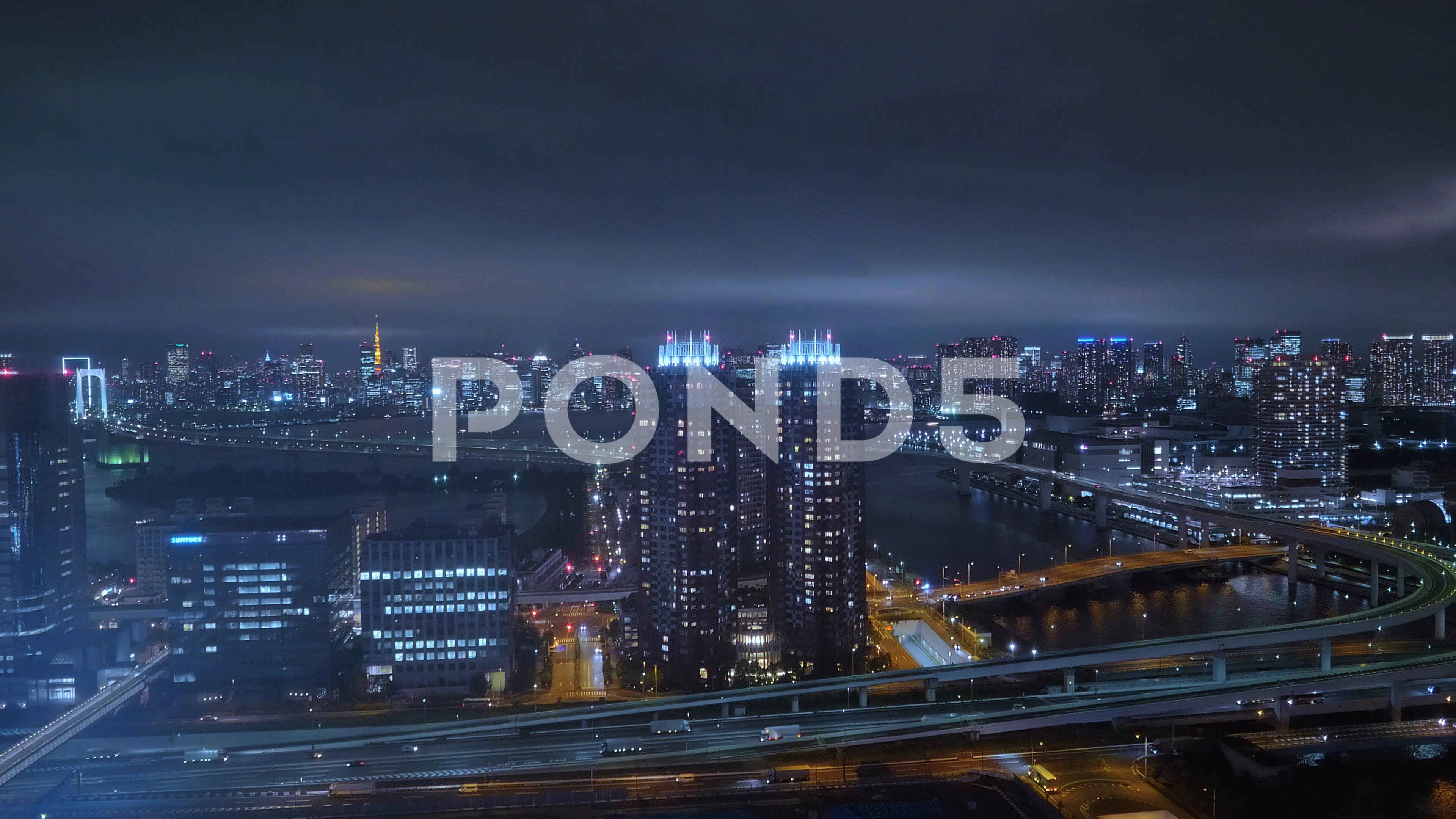 Aerial View Over Tokyo By Night Beauti Stock Video Pond5