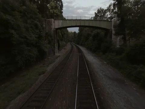 Aerial view over train tracks in New York City. New York. USA. Shot in 4K. Stock Footage 77819589
