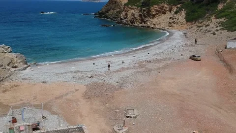 Aerial view over Tsoukalia beach in Alonissos, Greece Stock Footage 201797688