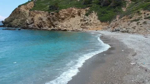 Aerial view over Tsoukalia beach in Alonissos, Greece Stock Footage 201811764
