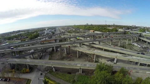 Aerial view over Turcot interchange in Montreal Vídeos de archivo 52972373