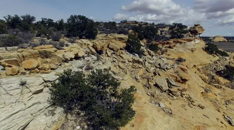 Aerial View Over Unique Arch in Southern Utah Stock Footage 62732277