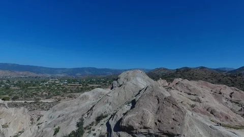 Aerial view over Vasquez Rocks in Agua Dulce California Stock Footage 125530166