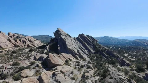 Aerial view over Vasquez Rocks in Agua Dulce California Stock Footage 125530465