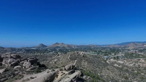 Aerial view over Vasquez Rocks in Agua Dulce California Stock Footage 125530584