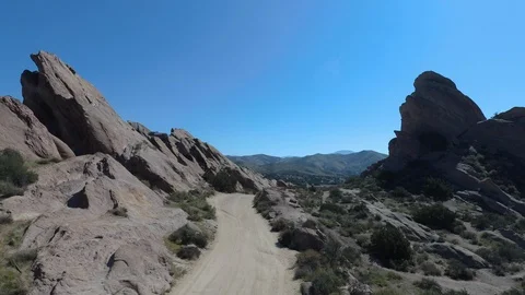 Aerial view over Vasquez Rocks in Agua Dulce California Stock Footage 125532060