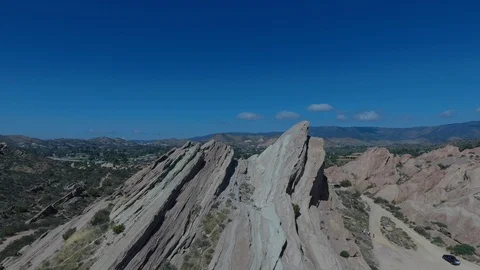 Aerial view over Vasquez Rocks in Agua Dulce California Stock Footage 125532375