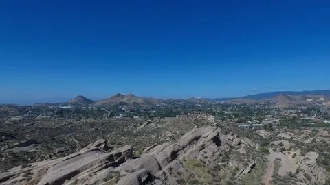 Aerial view over Vasquez Rocks in Agua Dulce California Stock Footage 125532951