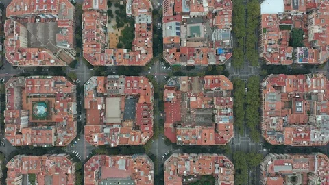 Aerial view. Overhead View of Barcelona Eixample. Video stock 120559908