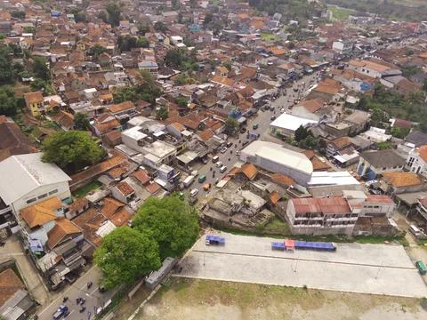 Aerial View of Overpass and intersection in downton area Stock Photos