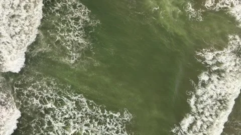 Aerial view of Pacitan rip current in the ocean, Indonesia. Stock Footage 346653833
