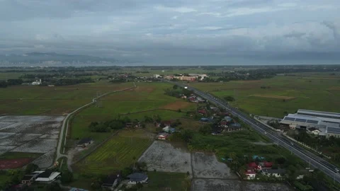 Aerial view of paddy fields at Kepala Batas, Penang Stock Footage 230522747