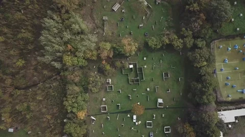 Aerial view of a paintball ground Stock Footage 217359730