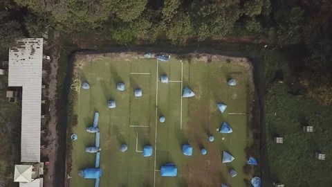 Aerial view of a paintball ground Stock Footage 217359737