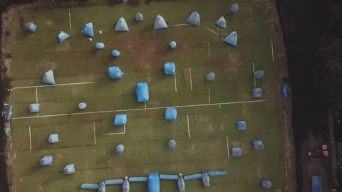 Aerial view of a paintball ground Stock Footage 217359738