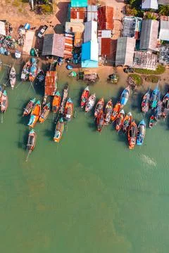 Aerial view of Pak Nam Pranburi Estuary in Prachuap Khiri Khan, Thailand Stock Photos