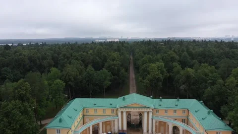 Aerial view of palace complex and forest landscape Stock Footage 321833728