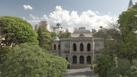 Aerial view Palácio da Liberdade (praça da liberdade em Belo Horizonte) Stock Footage 165226207
