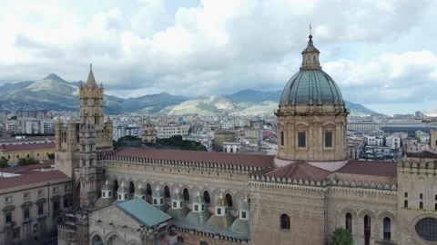 Aerial View Of Palermo Cathedral Video stock 167959692