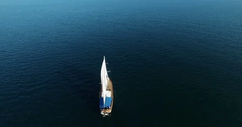Aerial view of the Palinuro sailing ship at sea Stock-Footage 84938523
