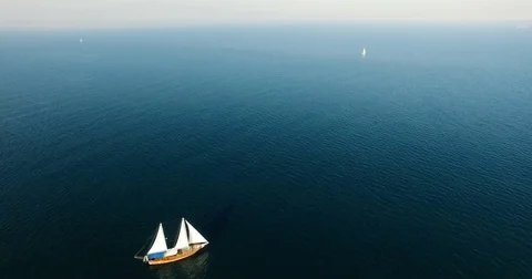 Aerial view of the Palinuro sailing ship at sea Stock Footage