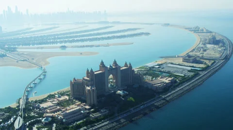 Aerial view Palm Atlantis, Dubai Stock Footage 39940053