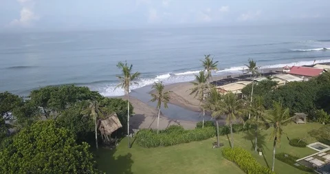 Aerial view of palm trees at ocean coast Stock Footage 128743682
