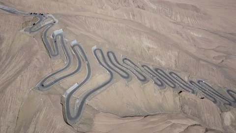 Aerial View of Pamir Panlong Ancient Road Tashkurgan Xinjiang China Stock Footage 336623690