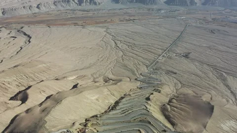 Aerial View Of Panlong Ancient Road Winding Through Mountains In Xinjiang China Vídeos de archivo 344953825
