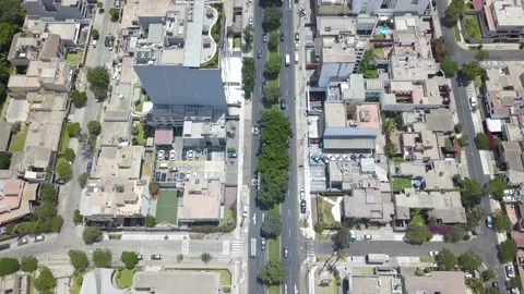 Aerial view panning with drone of Benavides avenue in the Miraflores district Vidéo 150680930