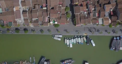 Aerial view panorama of Hoi An old town or Hoian ancient town Stock Footage 101242522