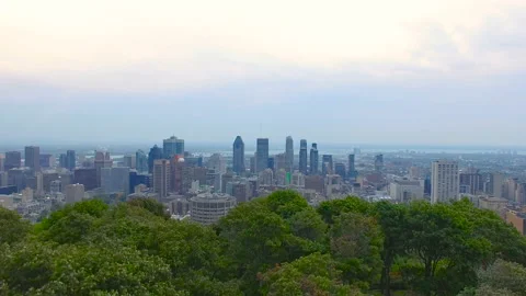 Aerial View Panorama Of Montreal downtown skyline, Canada Stock Footage